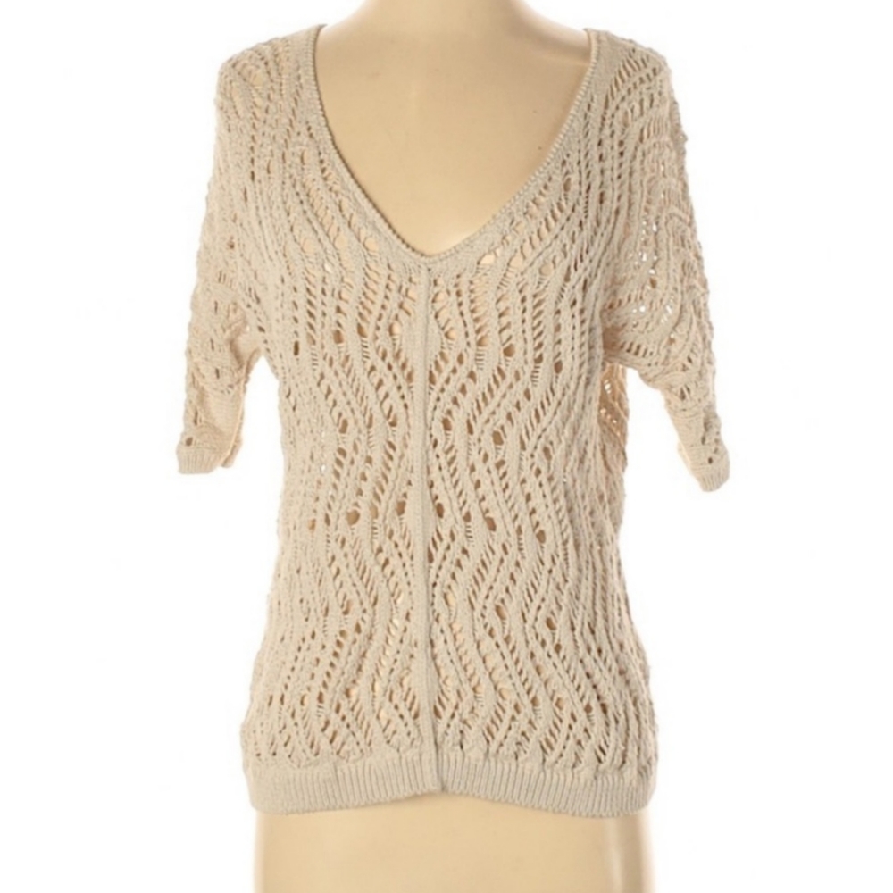 Cotton by Autumn Cashmere Beige Open Knit Top